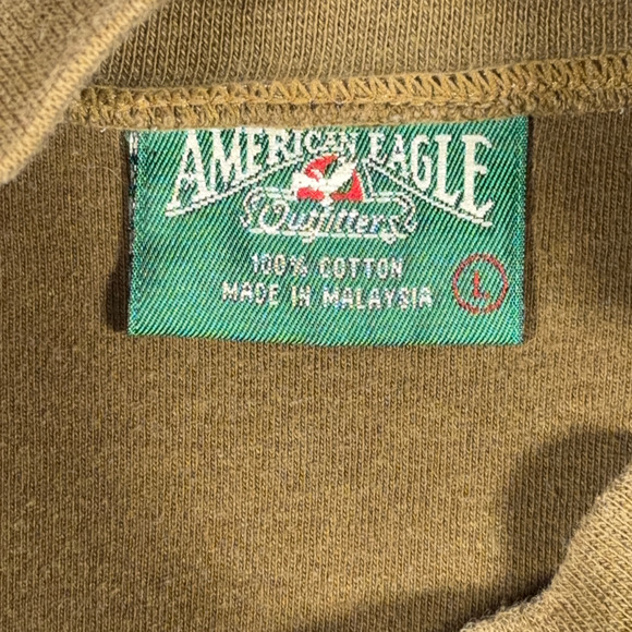 Vintage American Eagle Shirt Adult LARGE Green Mock Neck Military Olive 90s - Picture 4 of 7